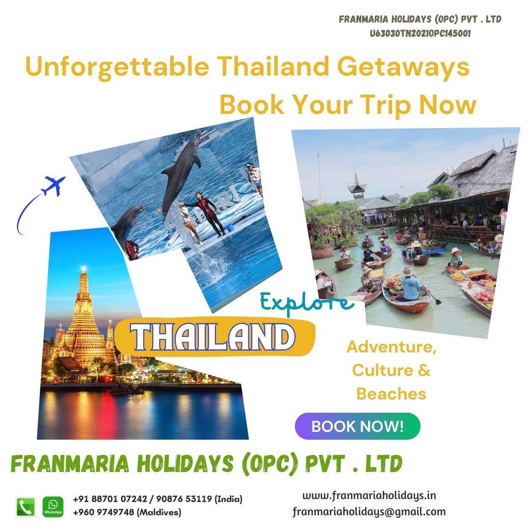 FranMariaHolid1's tweet photo. Unforgettable Thailand Getaways! 📷
Pack your bags and get ready to explore the land of smiles!
From vibrant city life and floating markets to serene beaches and thrilling dolphin shows – Thailand has it all! 📷 https://t.co/P1R3CeNpBV