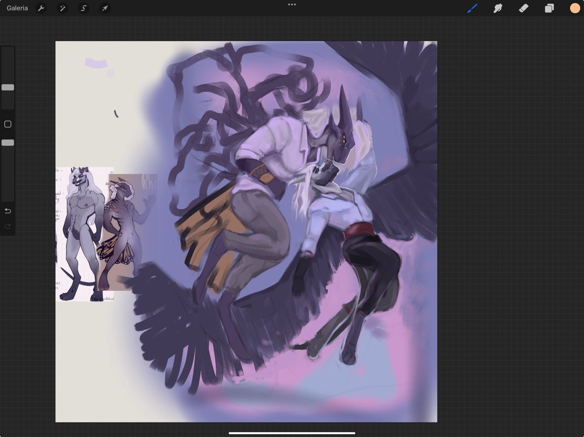Wip of one if my lil personal work
My sona and his butterfly man <3