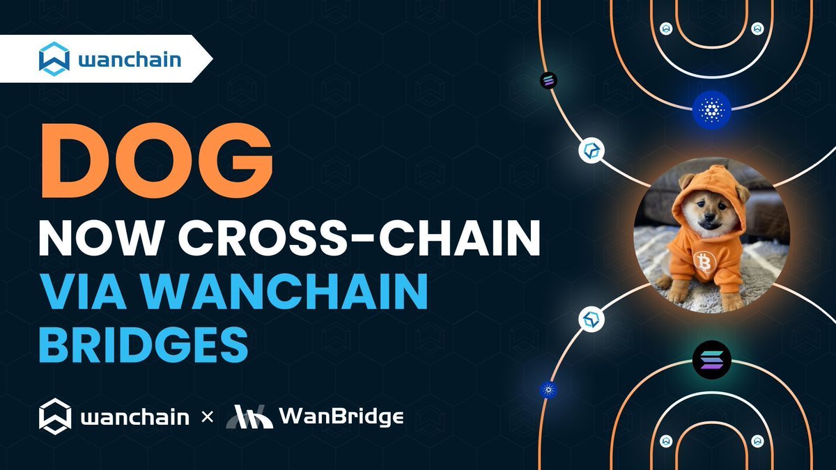 DOG is now available on Cardano via the Wanchain Bridge! @dogbtc_ 👉 DOG is  a popular meme coin with almost 100K holders and $120M+ market cap. 🛣️  Route: #Cardano 🔄 #Solana 📒