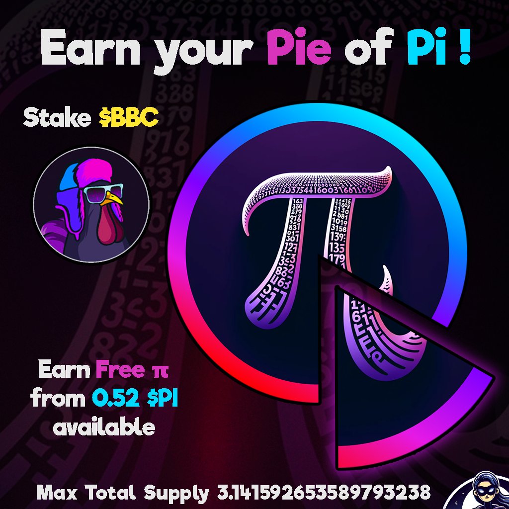 🥧 Earn your Pie of Pi! π 

You can now earn free $PI on #PulseChain!

Simply stake $BBC in the exclusive <a href="/9inch_io/">9inch DEX</a> 🍆 Coin Pools and start earning FREE COINS! 💸

🔗 app.9inch.io/coinpools?chai…

🧠 Total Supply: 3.141592653589793238 $PI 🥧
Originally airdropped to #0inch holders!