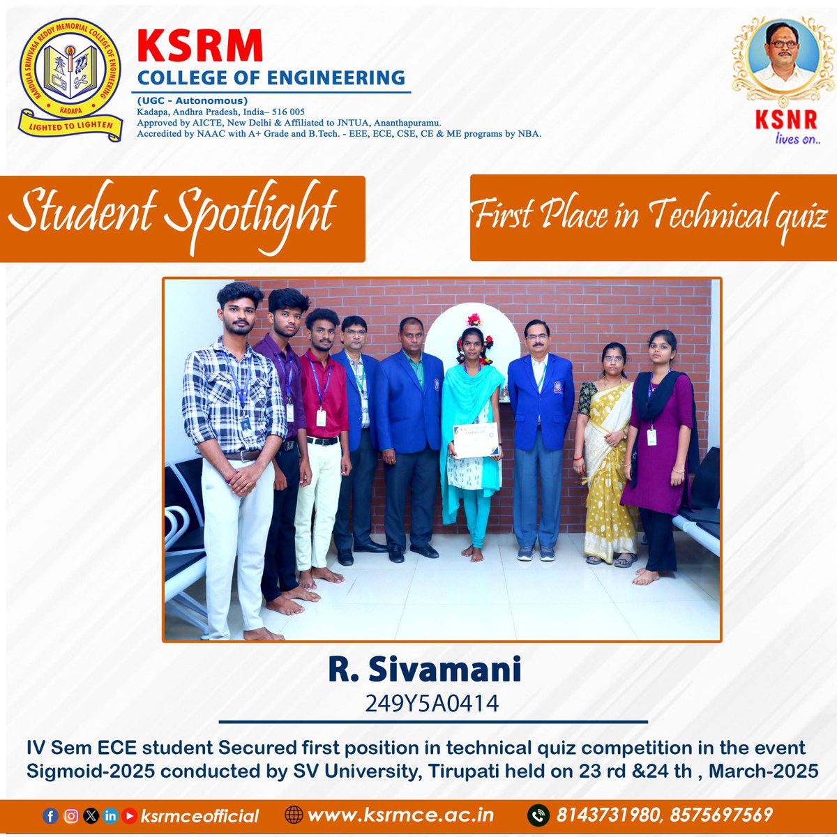 ksrmceofficial's tweet image. Congratulations   #ksrmece #technicalquiz #ksrm #ksrmce #kandulagroups #engineering #kadapa #aicte #jntua #IntiativesofMHRD #ugc #iic #apsche