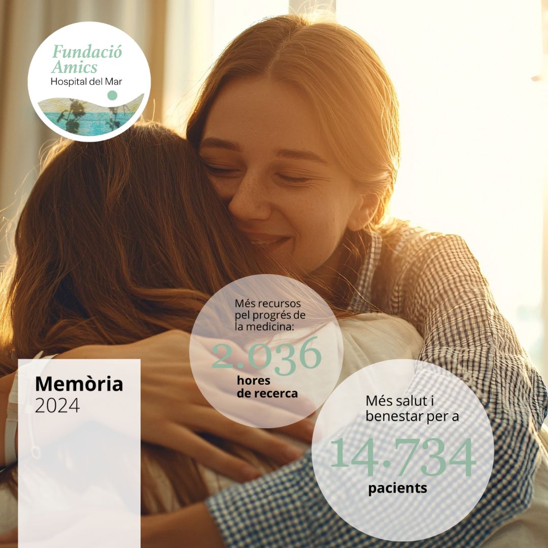 AMICS Hospital Mar (@amicshmar) on Twitter photo El 2024 hem arribat a 14.734 pacients i famílies gràcies al teu suport.
Hem millorat espais, impulsat la recerca i acompanyat emocionalment amb musicoteràpia, ioga i més.
Descobreix-ho a la #Memòria2024 👇
🔗bit.ly/3RGImS6
<a href="/HMar_research/">HMar Research Institute</a> <a href="/hospitaldelmar/">Hospital del Mar</a> El 2024 hem arribat a 14.734 pacients i famílies gràcies al teu suport.
Hem millorat espais, impulsat la recerca i acompanyat emocionalment amb musicoteràpia, ioga i més.
Descobreix-ho a la #Memòria2024 👇
🔗bit.ly/3RGImS6
<a href="/HMar_research/">HMar Research Institute</a> <a href="/hospitaldelmar/">Hospital del Mar</a>