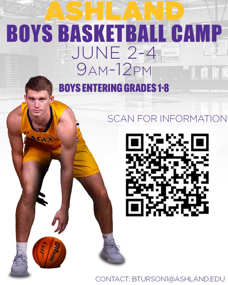 𝗬𝗢𝗨𝗧𝗛 𝗖𝗔𝗠𝗣 𝗜𝗦 𝗕𝗔𝗖𝗞! 🏀

We are looking forward to hosting youth campers on June 2-4 inside Kates!

For more information, scan the QR code, or visit our website below ⬇️

🔗:goashlandeagles.hometownticketing.com/embed/event/371
