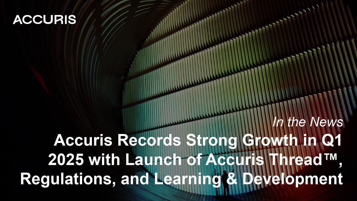 AccurisCo's tweet photo. Accuris reports strong Q1 2025 growth with the launch of Accuris Thread™, expanded regulatory content in Engineering Workbench, new Onboarding Services, and a Learning &amp; Development program to advance engineering workflows. Read the press release: https://t.co/X8WK0kflcF https://t.co/aSzum86dln