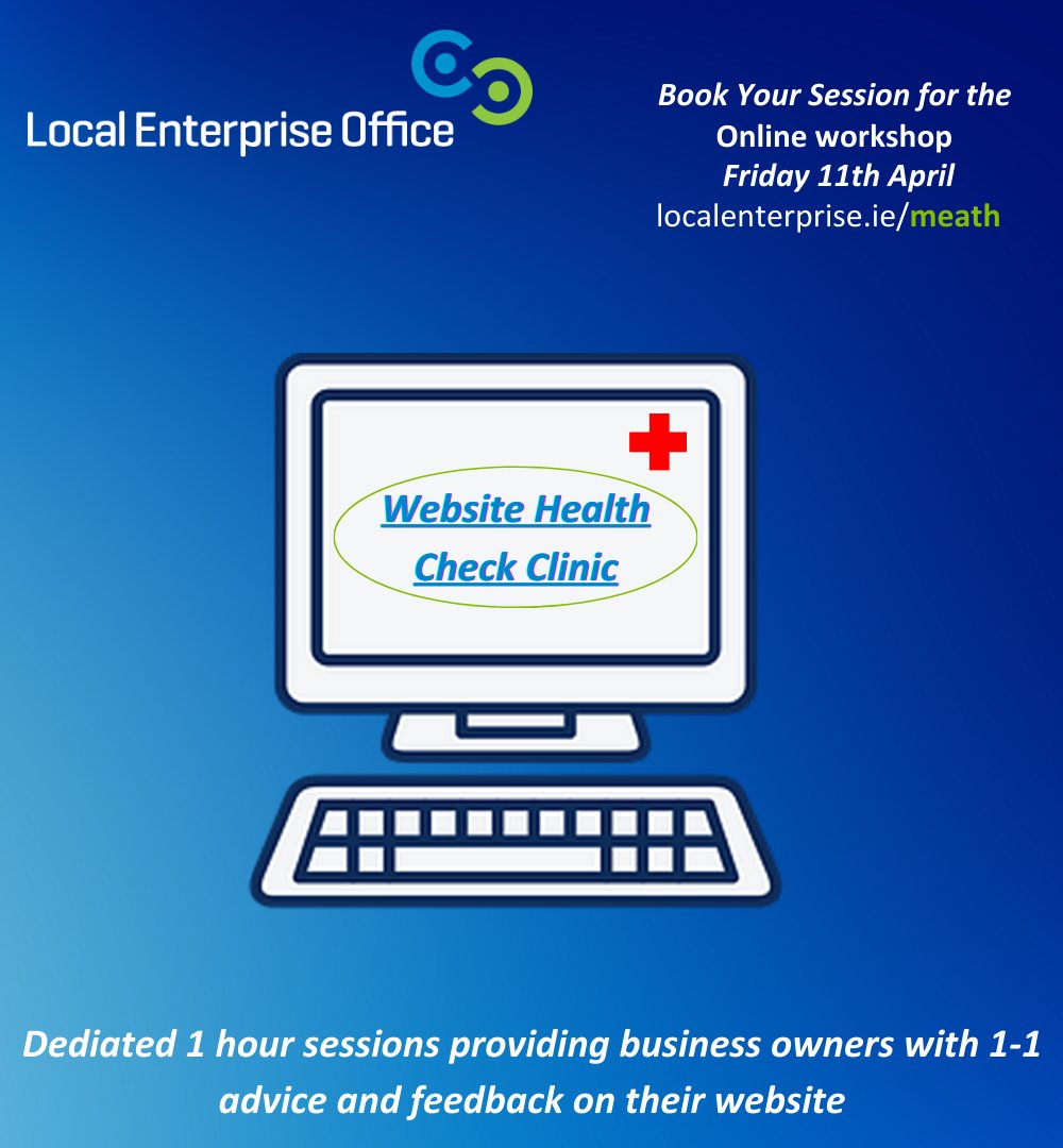 🌟 Attention Business Owners! 🌟

💻 Join the LEO Meath Website Health Clinic this Friday, 11th April! 💻

Get a dedicated one-hour session for personalized advice and feedback on your website. 

✨ Book your dedicated 1-hour timeslot now via this Link: localenterprise.ie/Meath/Training…