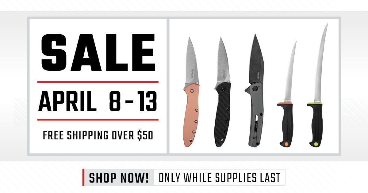 kershawknives's tweet photo. 🚨ON SALE NOW‼️ Exclusive website savings on select Kershaw products available right now through April 13th.  Receive FREE SHIPPING on all orders that are $50+. 🇺🇸 Shop the sale!!!  https://t.co/LA1JIvp0I6 https://t.co/0qXun2Stzo