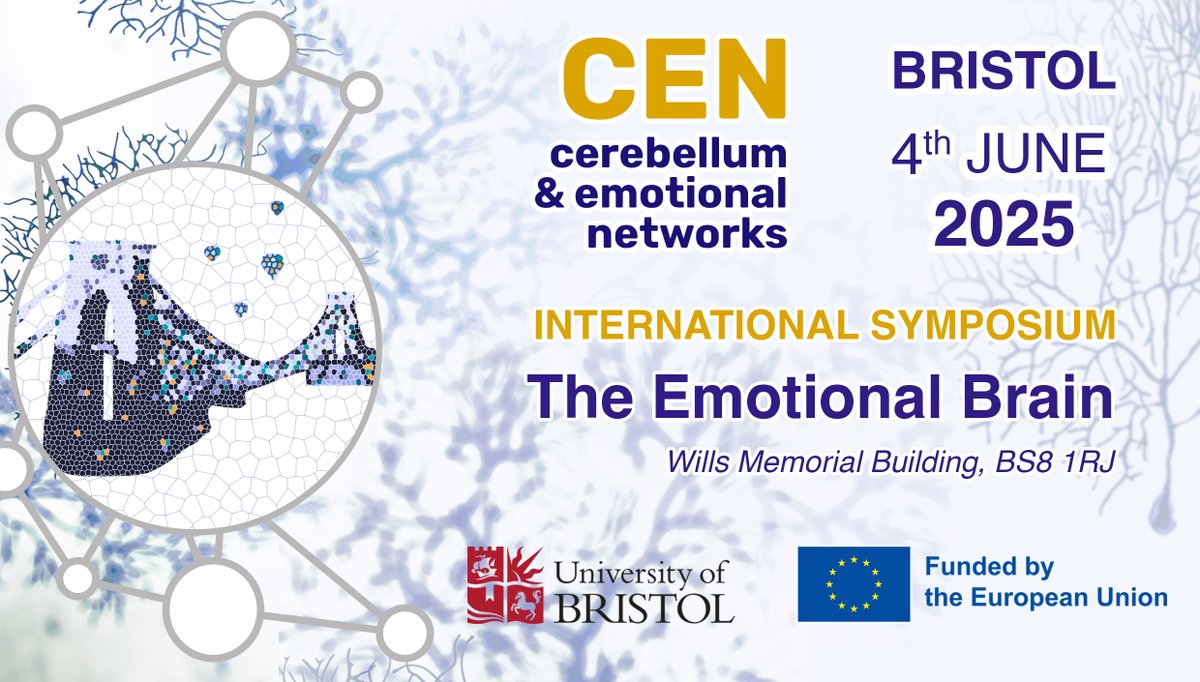 SAVE THE DATE!

We are over the moon 🌜The next CEN annual meeting is here!

International symposium ‘The emotional brain’.

🗓️4th of June
📍Bristol, UK
🛜Format: Hybrid

Check the programme 👉cen-itn.net/2025/03/20/cen…

Subscribe for updates 👉mailchi.mp/4318610e851e/u…

MORE INFO 👇