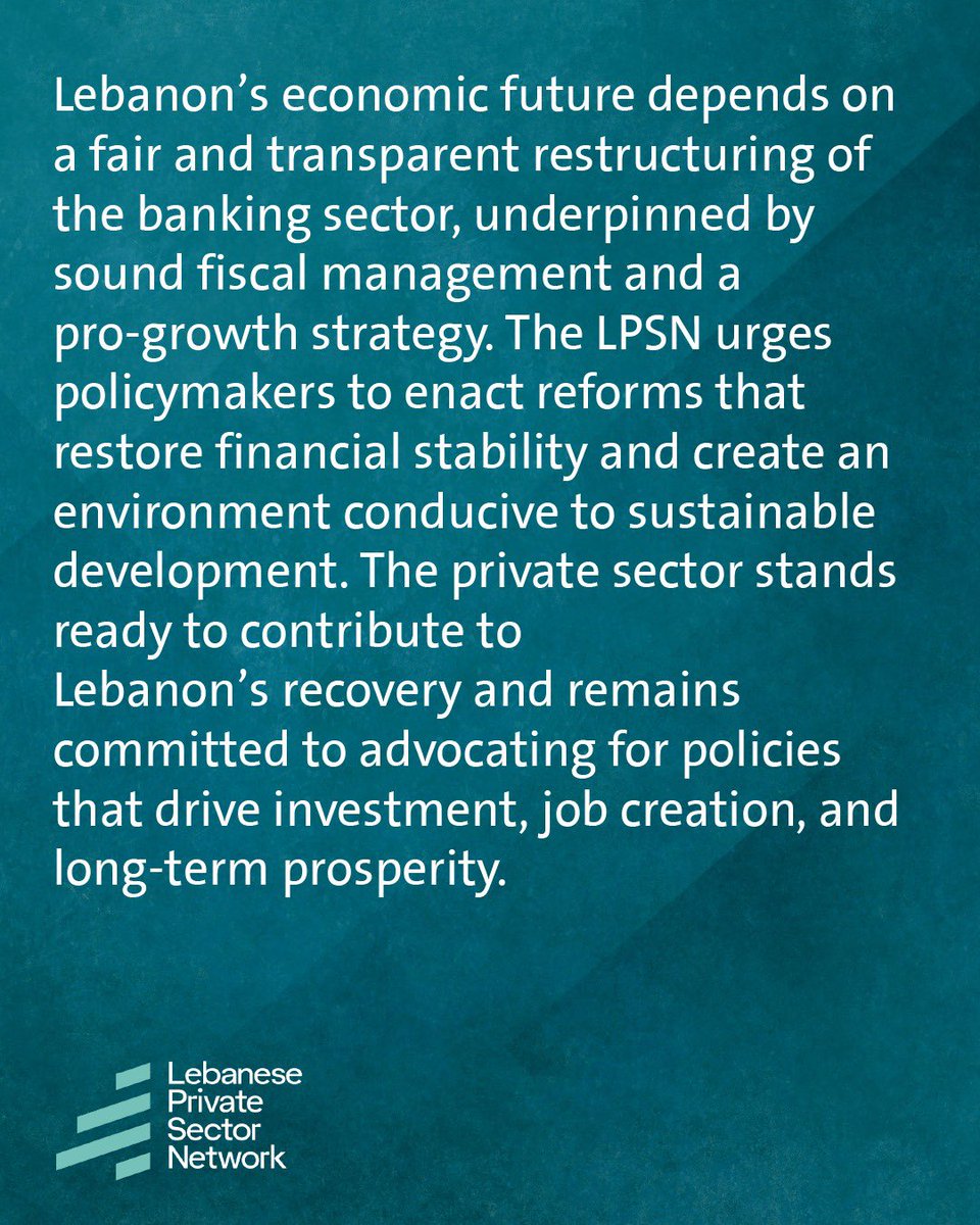 Banking Sector Restructuring

🔗Read the full position on the link below:

privatesectorlb.org/standpoints/le…

#Bank #restructuring #Lebanon #fiscal_management #investment #jobcreation #PrivateSector #sovereignty_stability_prosperity