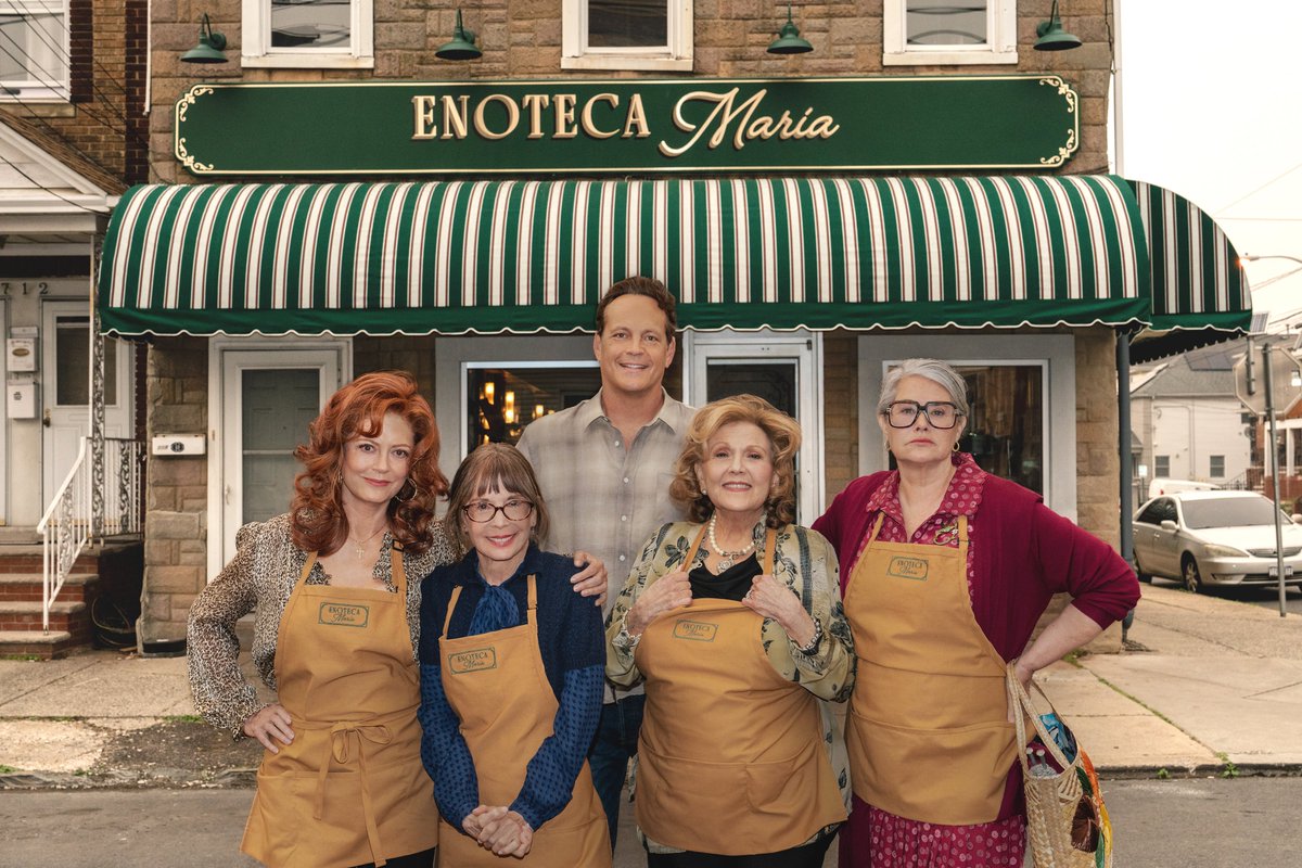 netflix's tweet photo. Your first look at Vince Vaughn, Susan Sarandon, Talia Shire, Brenda Vaccaro, and Lorraine Bracco in NONNAS. Premiering May 9. 

A man risks everything to honor his recently deceased mother by opening an Italian restaurant with a group of local grandmothers as the chefs. Directed by Stephen Chbosky.