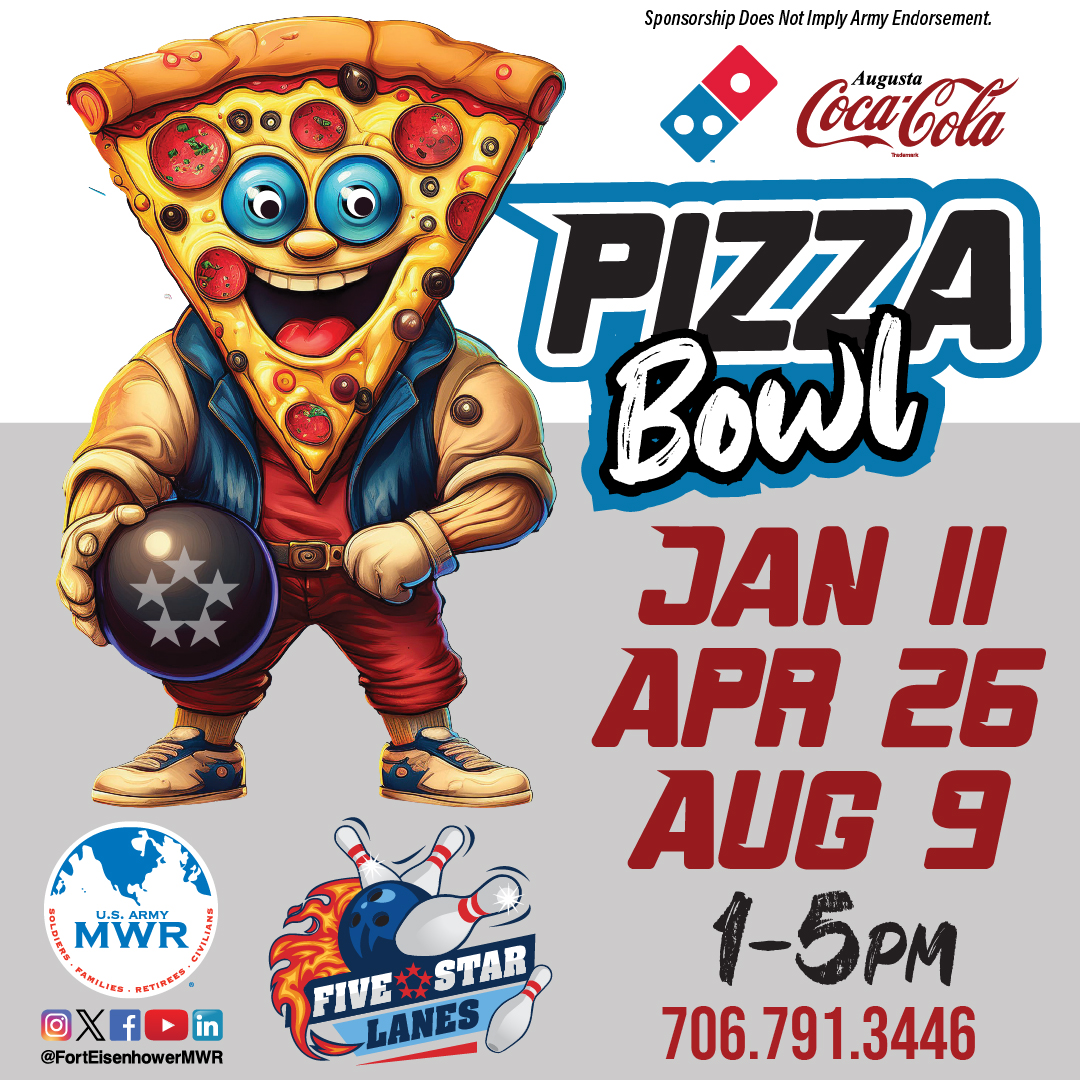 FtGordonMWR's tweet image. 🎳Heading to Five Star Lanes today for Pizza Bowl? Make sure you stop at the desk and ask them about their upcoming Mother's Day special hitting the lanes May 11th!

#EisenhowerMWR #FiveStarLanes #PizzaBowl #Bowling