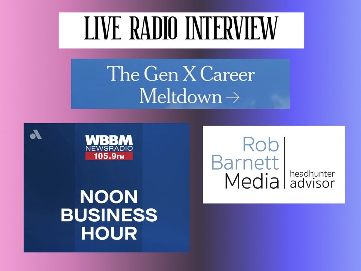 New live radio interview sharing solutions for the Gen X career meltdown on The Noon Business Hour with <a href="/RobHartWBBM/">Rob Hart</a> at <a href="/WBBMNewsradio/">WBBM Newsradio</a> Chicago. 

Audio🎧shorturl.at/vSB5B

More 1:1 help here: RobBarnettMedia.com/Sessions

<a href="/Audacy/">Audacy</a>