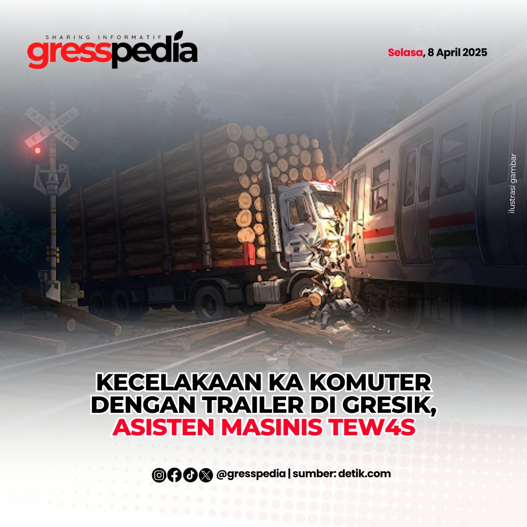 gresspedia's tweet photo. Kecelakaan KA Komuter dengan Trailer di Gresik, Asisten Masinis Tew4s

Baca selengkapnya di: https://t.co/9s58o7V4hX.

#beritagresik #gresik #viralgresik #infogresik https://t.co/ne3lCJMmZZ