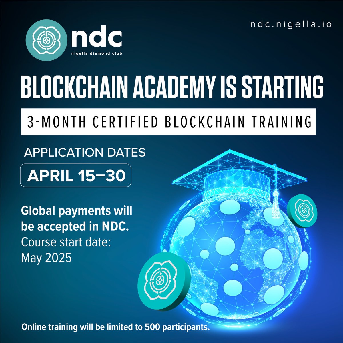 🎓 Blockchain Academy is Starting!
A great opportunity for those who want to take a solid step into the technology of the future!
📅 Registration: April 15–30
🧠 Course Duration: 3 months
💻 Format: Online (with Certificate)
💰 Payment Method: NDC only
👥 Capacity: Limited to 500