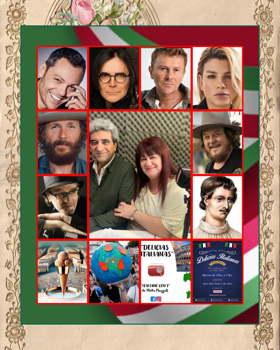 🎧🇦🇷🇮🇹🇨🇴🇪🇸 HOY Martes 8/4 15 hs.Arg. 20 hs. It. 13 hs.Col. 20 hs.Esp. en Delicias Italianas <a href="/RADIOZONICA/">#RadioZonica #Zonica➕</a> Especial Delicias Musicales Italianas <a href="/TizianoFerro/">Tiziano Ferro</a> <a href="/RenatoZeroTW/">Renato Zero </a> <a href="/lorenzojova/">Lorenzo Jovanotti</a> Ron y Emma y <a href="/ZuccheroSugar/">Zucchero Fornaciari</a> y más Musica y Cultura de Italia Con Estela Farini y Jose Parisi