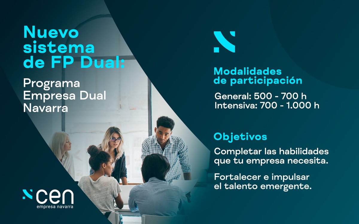 CEN_Navarra's tweet image. 📢 ¡Nuevo sistema FP Dual! 

Este año, con la nueva Ley Orgánica 3/2022, toda la FP en prácticas será dual. Es decir, los estudiantes estarán formándose directamente en las empresas desde el primer curso.