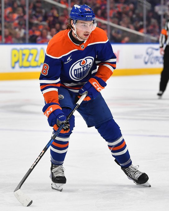 Noah Philp skates during an Oilers home game at Rogers Place