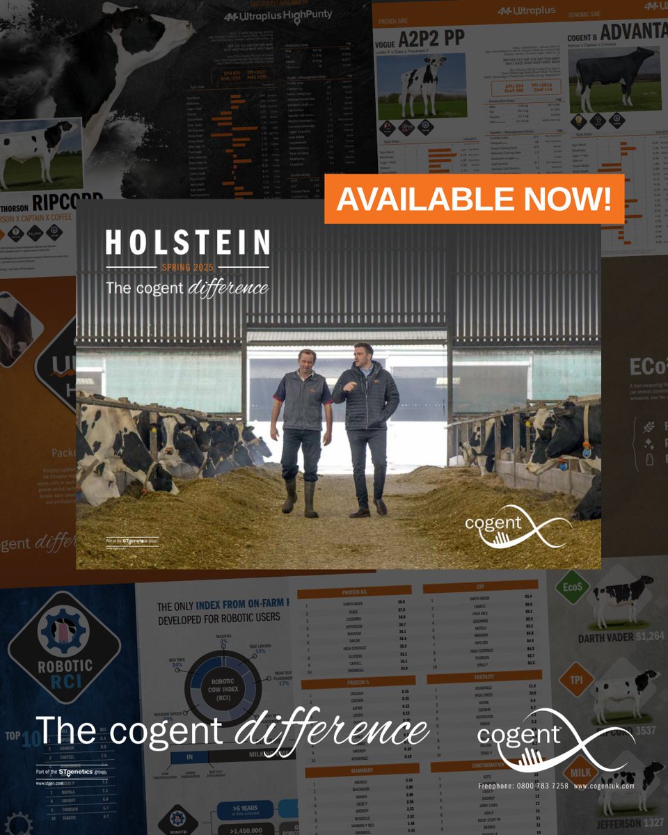 Our Spring 2025 Holstein Catalogue is here!

✅ 2 of the top 3 Proven TPI bulls
✅ Top 2 Genomic TPI bulls
✅ 8 elite new sires

Plus, two new tools Eco$ &amp; ECo², reshaping the future of breeding

Browse now: cogentuk.com/catalogues/dow…

#TheCogentDifference