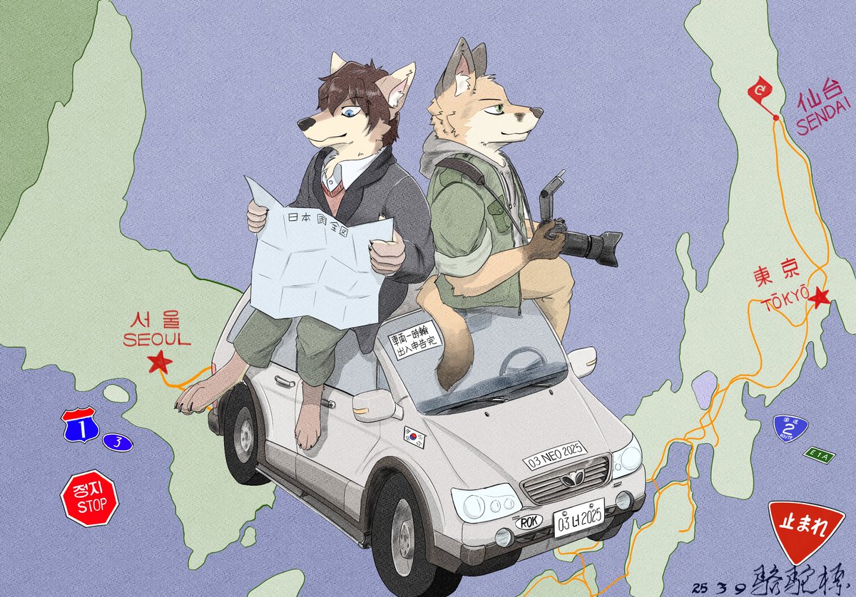 '25(R7). 02. 01-19
서울-부산-下関-阿南-神戸-京都-富士山-東京-仙台-姫路-岡山-高松-松山-福岡-佐賀-長崎-阿蘇山-下関 -부산 -서울 5500km

바빠서 결국 일본 여행 전 과정에서의 사진을 올리지는 못했지만, 그려놓은 그림이라도 한달여가 한참 지난 지금이라도 미리 업로드.
with <a href="/NomadFoxPhillip/">여우사진관 🦊📷</a>