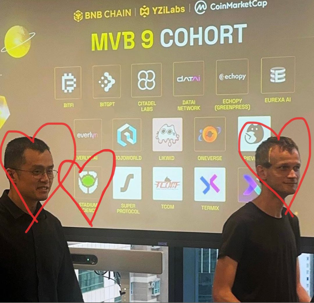 StadiumScience_'s tweet image. Not the first time I&apos;ve imagined being in between @cz_binance &amp;amp; @VitalikButerin 

#InsideMVB