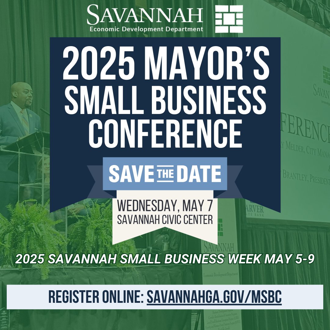 Savannah’s small biz community—this one’s for you! Register now for the Mayor’s Small Biz Conference. Let’s grow together. 💼❤️

🔗 To register, visit, savannahga.gov/MSBC