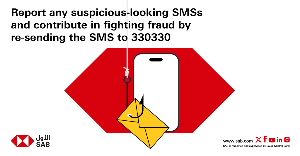 alawwalsab's tweet photo. Protect yourself & those around you by helping us identify fraudulent activity. Contact 330330 if you suspect fraud.
#SAB #Be_Cautious https://t.co/xd2VMbFlSI