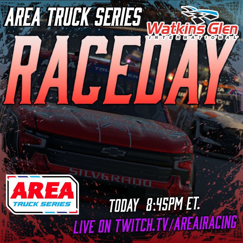🔴 IT’S AREA TRUCK SERIES RACE DAY!

The tough trucks of AREA are BACK and ready for their first round course race of the season tonight at Watkins Glen! 👀 

⏰ 8:45pm ET
📺 youtube.com/live/k-AN1ezAZ…
📺 Twitch.tv/AREAiRacing