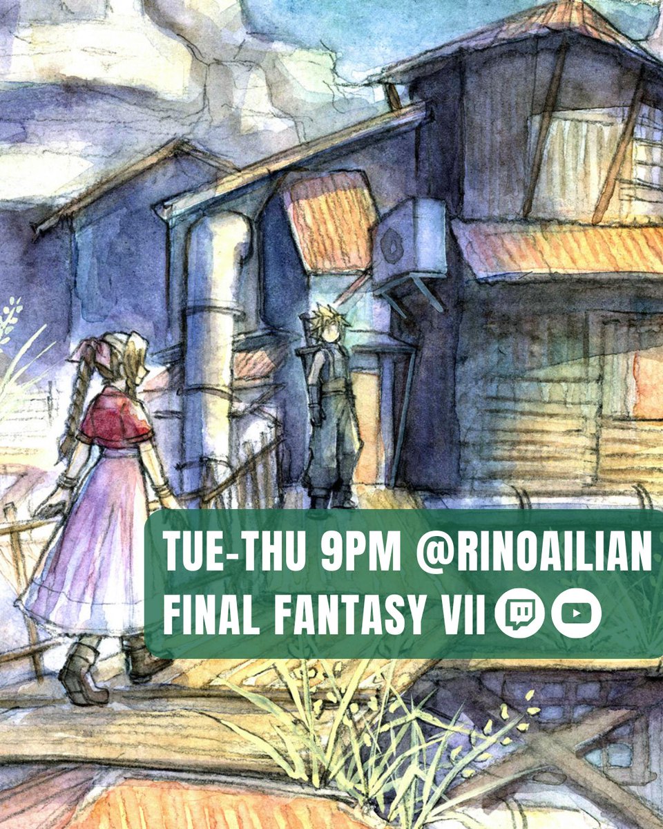 RinoaIlian's tweet photo. #FinalFantasyVII playthrough at 9pmET on #Twitch & #YouTube with #RinoaIlian! Follow, like, share & subscribe!
#aerisgainsborough #cloudstrife #FF7 #FFVII #Squaresoft #SquareEnix #YoutubeGamer #rpggamer #FinalFantasyGamer #twitchaffiliate #gamerstreamer #montrealgamer https://t.co/LN569XODzv