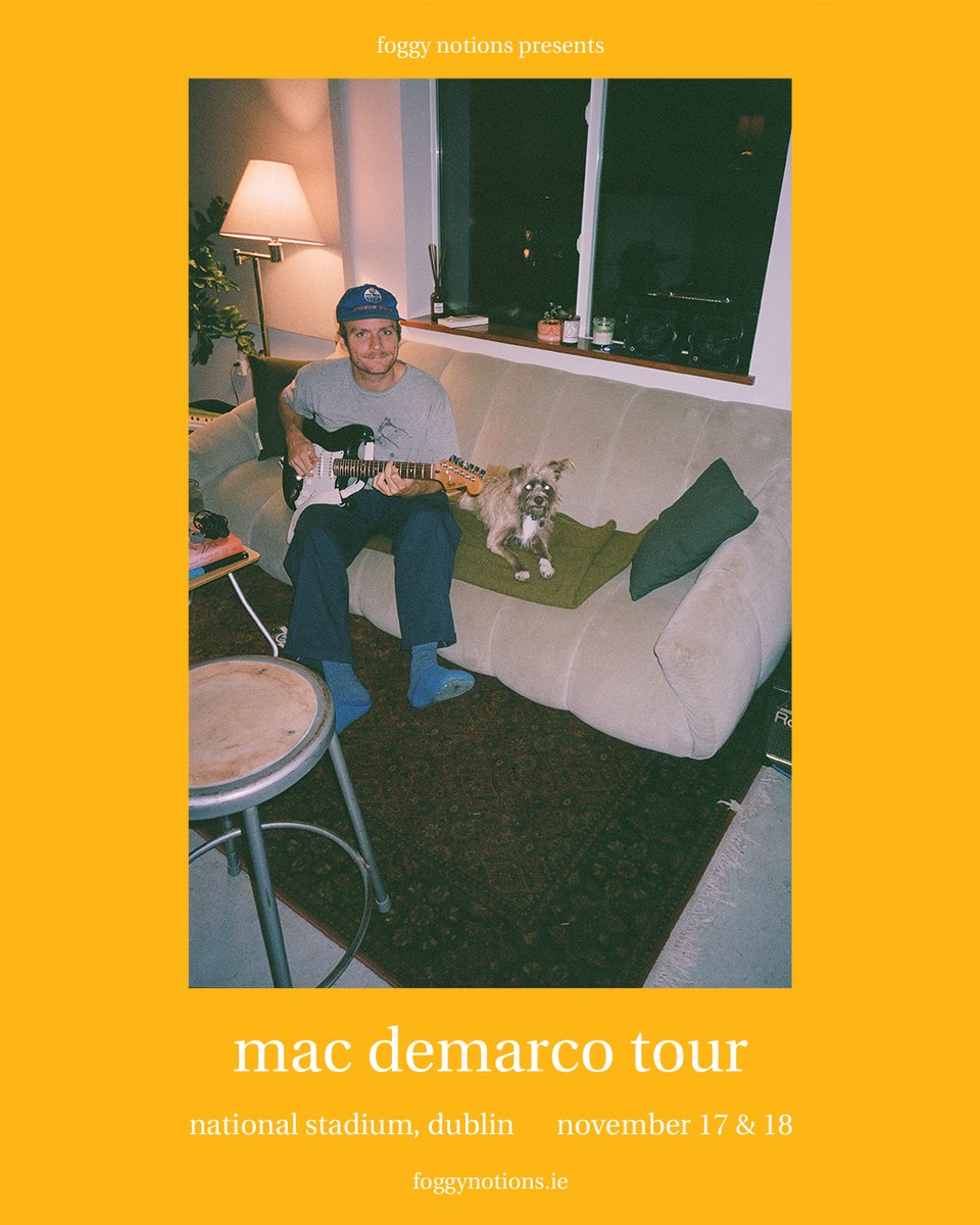 Ticketmaster Ireland (@ticketmasterire) on Twitter photo ๐๏ธ Canadian self-produced multi-instrumentalist, songwriter, and recording artist Mac DeMarco comes to <a href="/NationalStad/">National Stadium</a>, Dublin on 17 & 18 November 2025.
๐ซ Tickets on sale Friday at 10am bit.ly/3R6PfMk ๐๏ธ Canadian self-produced multi-instrumentalist, songwriter, and recording artist Mac DeMarco comes to <a href="/NationalStad/">National Stadium</a>, Dublin on 17 & 18 November 2025.
๐ซ Tickets on sale Friday at 10am bit.ly/3R6PfMk