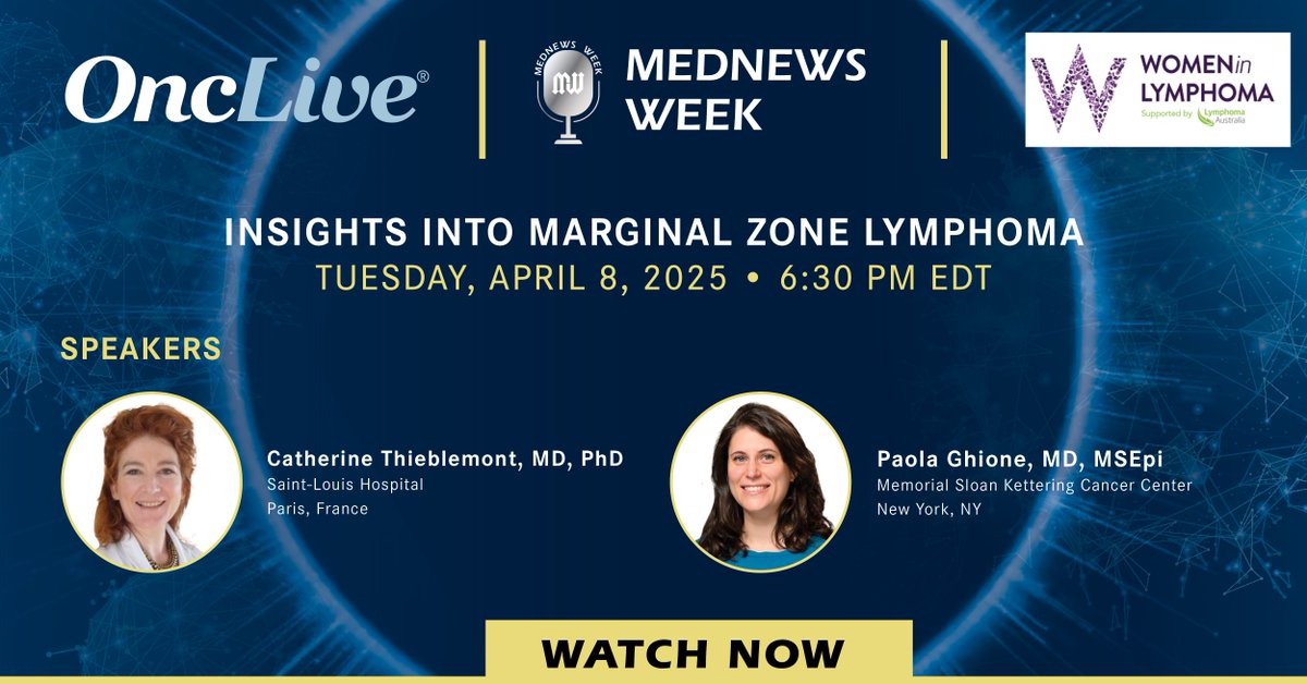 OncLive.com (@onclive) on Twitter photo Don't miss this special episode of <a href="/MedNewsWeek/">MedNewsWeek</a> with Catherine Thieblemont, MD, PhD and Paola Ghione, MD, MSEpi. <a href="/WomenInLymphoma/">Women in Lymphoma - wil@lymphoma.org.au</a> <a href="/PaolaGhione_MD/">Paola Ghione MD, MSEpi</a> #Lymphoma #WomenInMedicine
Register now: hubs.li/Q03fZLhy0 Don't miss this special episode of <a href="/MedNewsWeek/">MedNewsWeek</a> with Catherine Thieblemont, MD, PhD and Paola Ghione, MD, MSEpi. <a href="/WomenInLymphoma/">Women in Lymphoma - wil@lymphoma.org.au</a> <a href="/PaolaGhione_MD/">Paola Ghione MD, MSEpi</a> #Lymphoma #WomenInMedicine
Register now: hubs.li/Q03fZLhy0