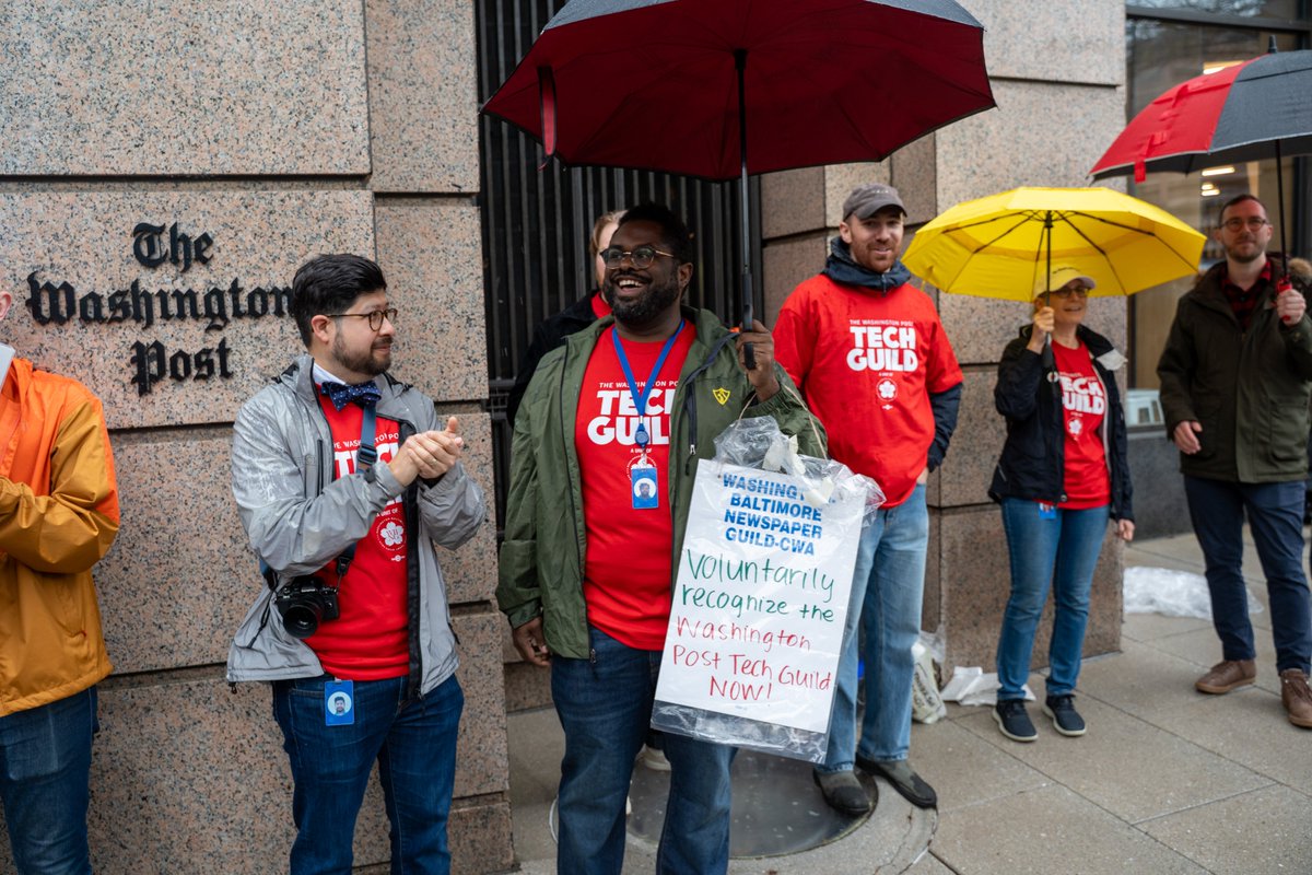 Yesterday, Washington Post technology employees delivered our petition to form the Washington Post Tech Guild to Post management and held a rally outside The Post's D.C. office. We are urging the company to voluntarily recognize our union and begin bargaining with us immediately.