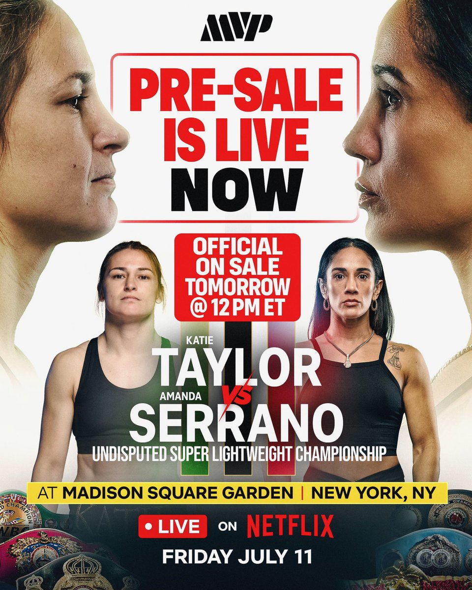 🚨PRE SALE IS LIVE🚨

Go to Ticketmaster.com (link below) with your unique code that was sent via email to all of those who registered for our ticket pre-sale🥊

For those who didn’t register, our official on-sale goes live TOMORROW at 12pm ET!!

The countdown to fight