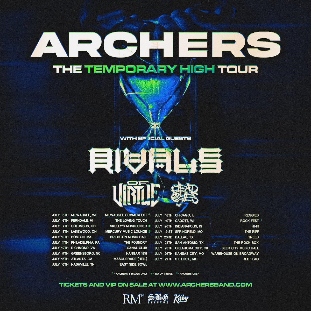 Presale and VIP tickets for the temporary high tour are live! Use code NeverEnough to access presale tickets! 

This will be our first time doing VIP and we are so incredibly excited to share the experience that we put together with you! 

archersband.com