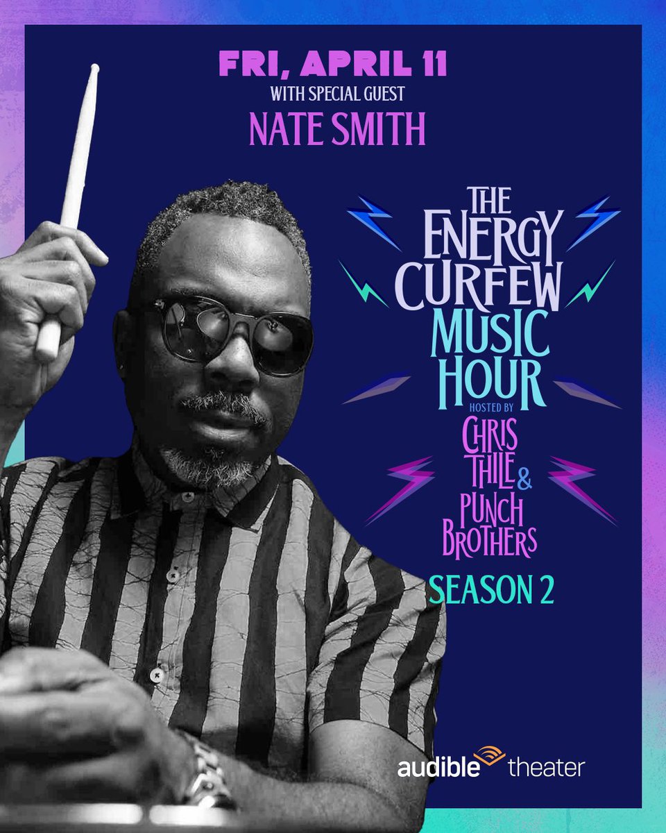Punch Brothers (@punchbrothers) on Twitter photo Special guests for the final performance of <a href="/energycurfew/">The Energy Curfew Music Hour</a> season 2 have just been announced! <a href="/andrewbird/">Andrew Bird</a> and <a href="/natesmithdrums/">Nate Smith</a> will join the April 11 show. A few tickets have been released online & limited standing room rush tickets will be available on TodayTix at 9a on 4/11. Special guests for the final performance of <a href="/energycurfew/">The Energy Curfew Music Hour</a> season 2 have just been announced! <a href="/andrewbird/">Andrew Bird</a> and <a href="/natesmithdrums/">Nate Smith</a> will join the April 11 show. A few tickets have been released online & limited standing room rush tickets will be available on TodayTix at 9a on 4/11.