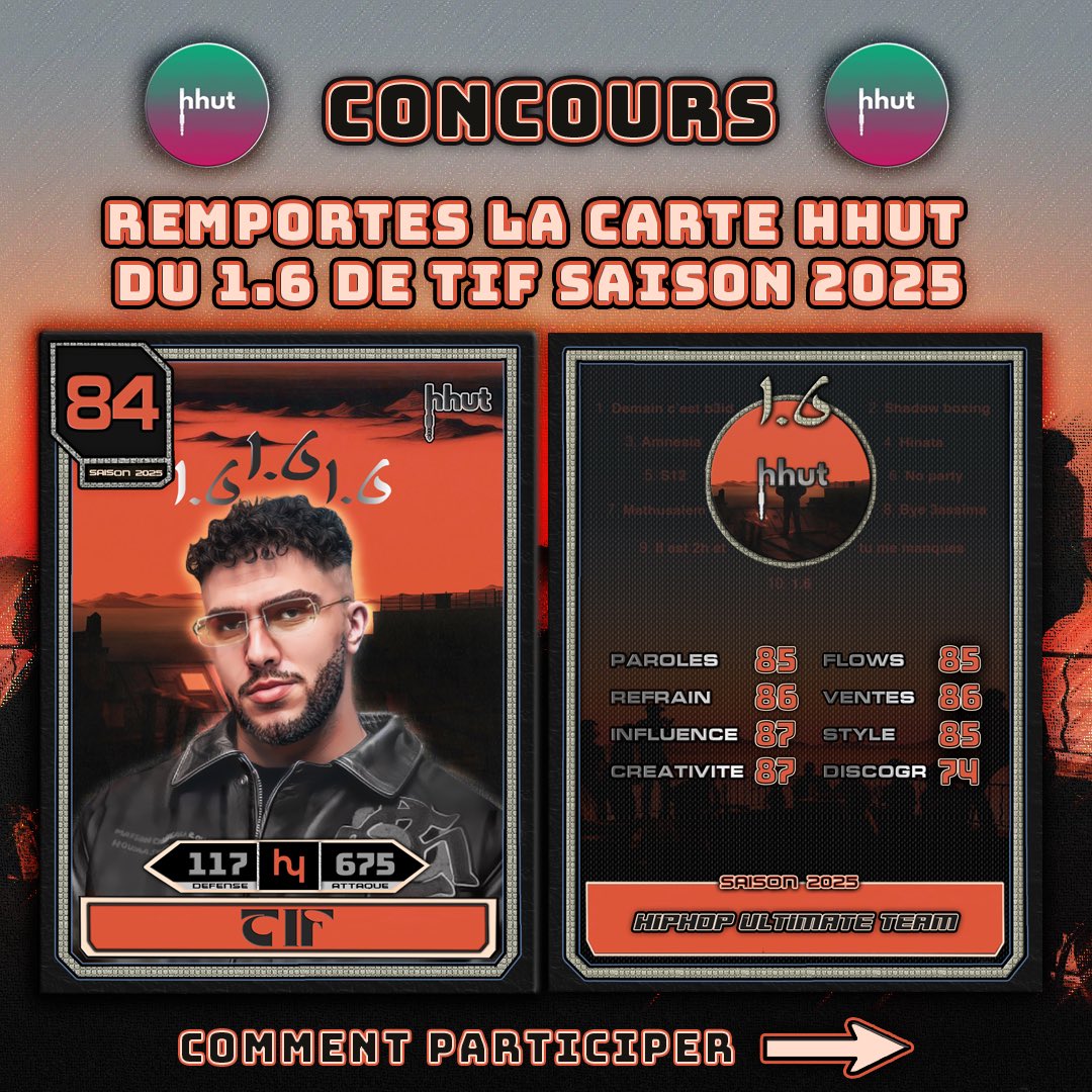 Teamtif_'s tweet photo. 🚨 CONCOURS 🚨

On vous fait gagner 1 carte exclusive TIF de chez Hiphop UltimateTeam 😱😍

Pour participer il suffit de suivre les règles suivantes :

1-Suivre @HH_UltimateTeam 
@Teamtif_ 

2- Like &amp; RT 

3- Marque ton son Fav de TIF en commentaire 

* TAS le 11/04 - 18H https://t.co/cjl7s5UcQp