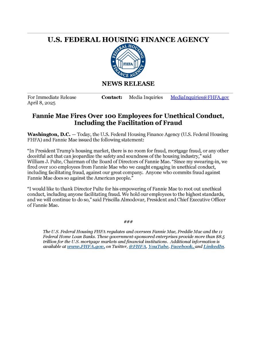 U.S. Federal Housing (FHFA) tweet media