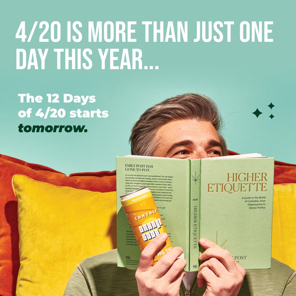 CantripDrinks's tweet photo. ✨ 4/20 is more than just one day this year… ✨
We’re kicking off The 12 Days of 4/20 tomorrow — think surprise deals and a little extra magic in every can.

You don’t want to miss this.

📚💨 #DrinkCantrip #420Countdown #THCSoda #CantripMagic