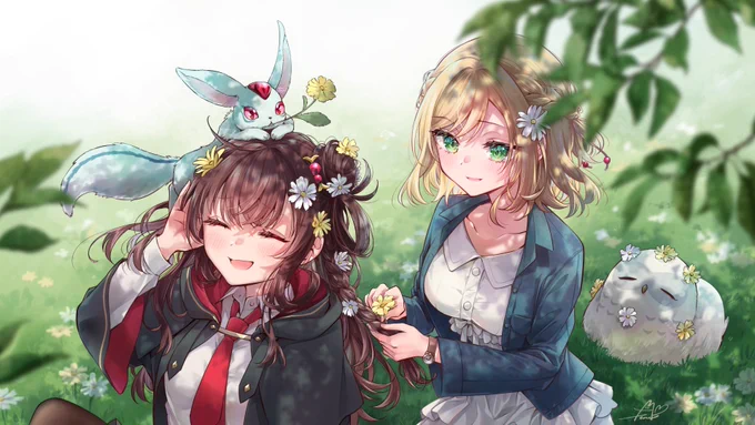 TVアニメ『ある魔女が死ぬまで』にお祝いイラストを描かせていただきましたロシデレでは宮前乃々亜役でおなじみの青山吉能さんが主人公のメグちゃんを演じられています。雨霰けぬ先生のコミカライズも素敵なので、原作・アニメと合わせてぜひ…!!#ある魔女が死ぬまで 