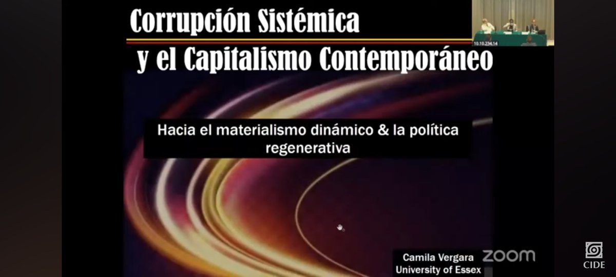 JosafatHernndez's tweet photo. Estuvo excelente la conferencia magistral "Corrupción sistémica y capitalismo contemporáneo" que impartió @Camila_Vergara en el seminario de El Capital de Karl Marx en el @CIDE_MX. El comentario de @ANAYAFederico de primer nivel. Acá se puede ver el vídeo: https://t.co/1EfXDLfYdW https://t.co/TljME4LkEa