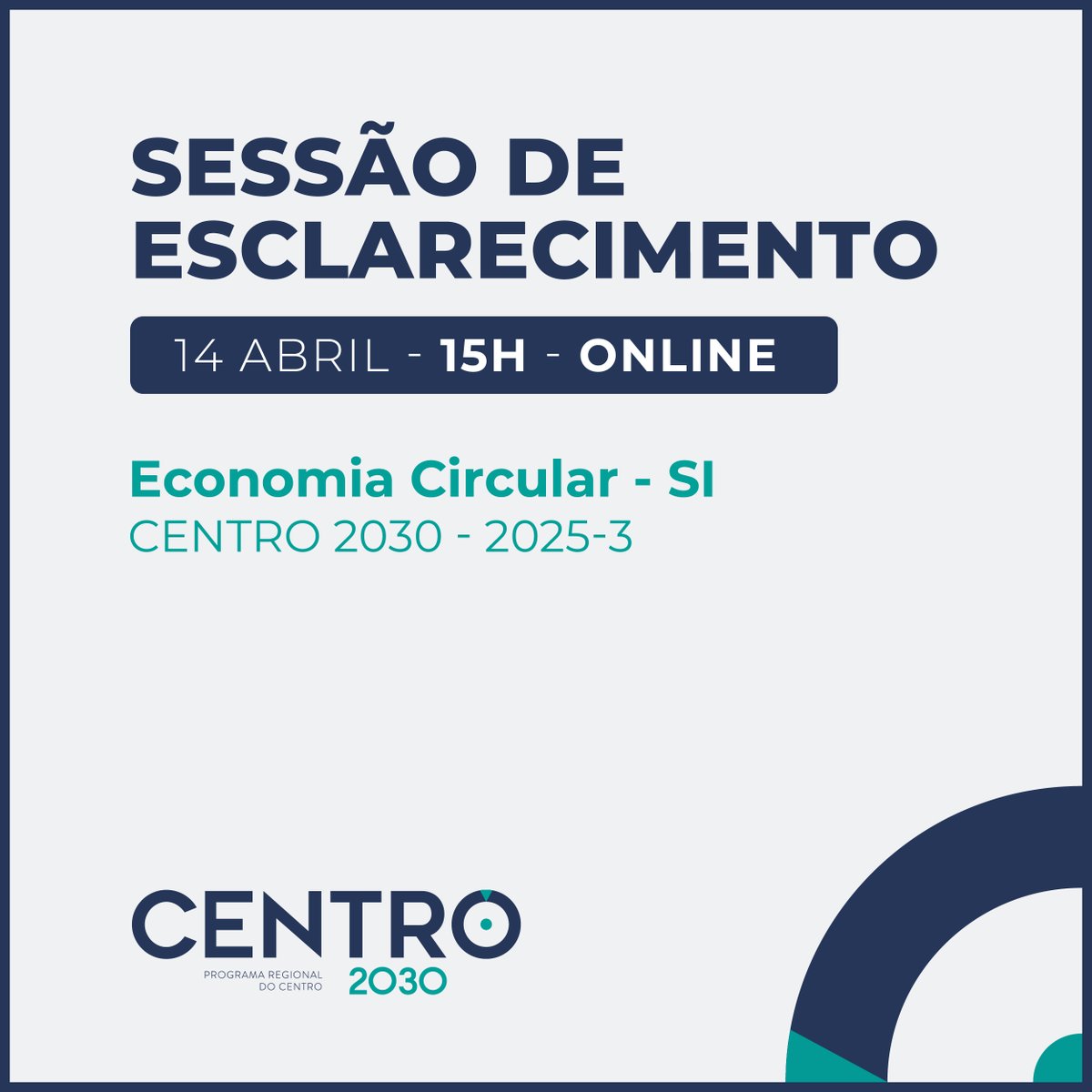 centro2030's tweet photo. ℹ️ Sessão Online de Esclarecimento sobre projetos empresariais individuais focados na endogeneização da circularidade (economia circular).

📅 14 de abril de 2025, 15h00

📌 Participe! Faça já a sua inscrição em: https://t.co/PLQwc2yiUP https://t.co/Ur2OEz8ilp
