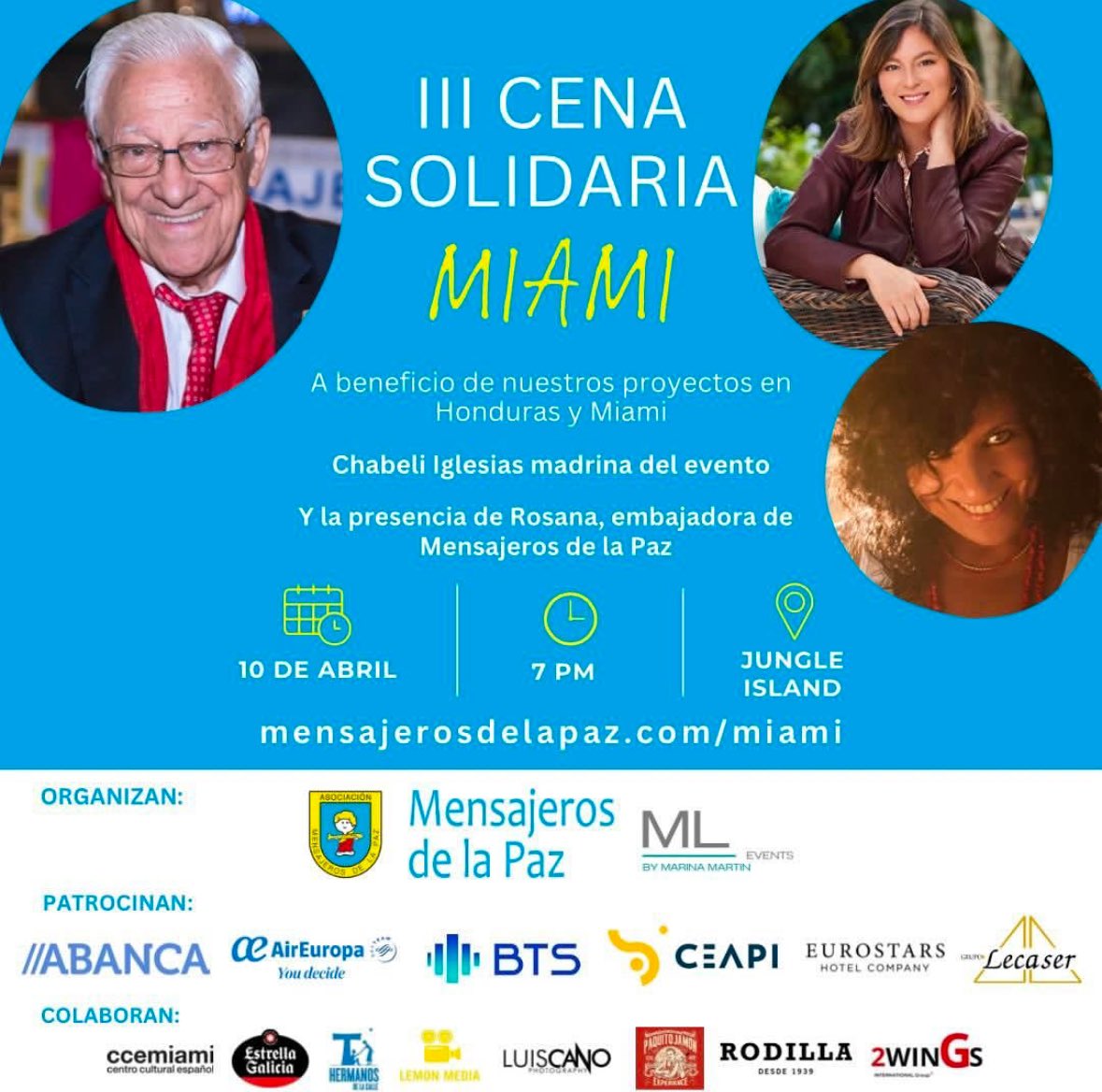 Colaboramos un año más en esta Cena Solidaria de Mensajeros de la Paz en #Miami. Una cena divertida, bonita y con el objetivo de recaudar fondos para los proyectos que <a href="/paz_mensajeros/">Mensajeros de la Paz</a> lleva a cabo en #Honduras y #Miami.
