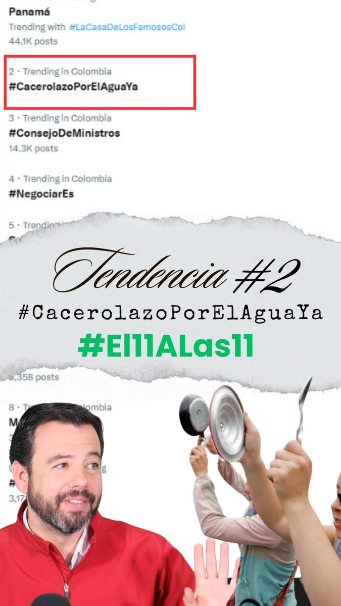 jcuestanovoa's tweet photo. Que #CacerolazoPorElAgua sea Tendencia Nacional, lo único que corrobora es que en Bogotá, hay una enorme inconformidad ciudadana contra Galán por su errada política de gestión de la crisis del agua. https://t.co/2w1rJ1E5m4