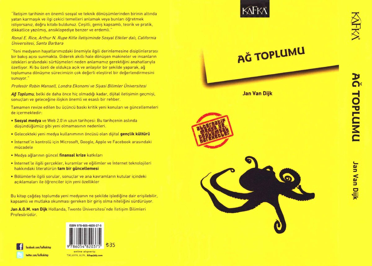 DHKutuphanesi's tweet photo. Jan Van Dijk - Ağ Toplumu
Kafka Kitap, 1. Baskı, Eylül 2016, 454 s
Çev. Özlem Sakin
Tıpkıçekim
PDF-CS
Boyut: 9,6 MB
https://t.co/7uIirl8AKd
#JanVanDijk #iletişim #teknoloji #AğToplumu #internet #ekonomi #politika #güç #hukuk #kültür #psikoloji #medya #ÖzlemSakin #KafkaKitap https://t.co/Z079q4NlCI