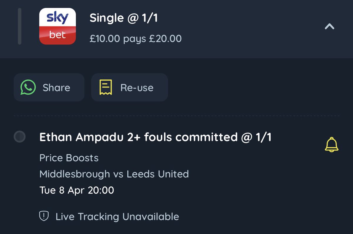 FullTimeTips1's tweet image. Sky price boost @ 1/1 ✅

Ampadu to commit 2+ fouls 💥

1.74 avg per 90 🤞 posting a fouls bet builder in a second , but I like this as a single for evens.. 🙌