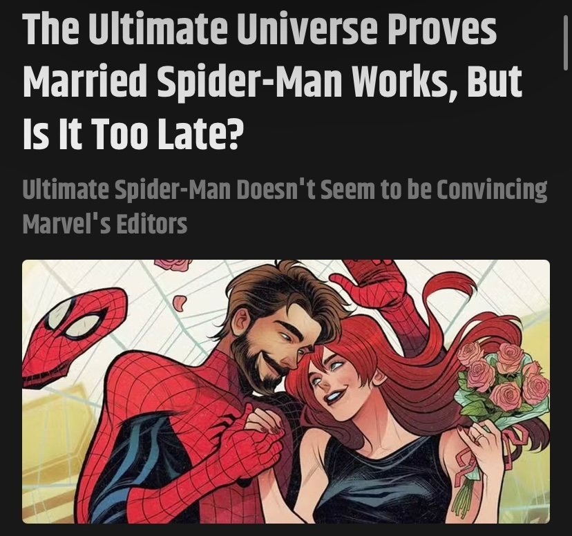 UlisesMartnezS1's tweet photo. @MarvelComicsHQ #DoNotBuyAmazingSpiderMan #BuyUltimateSpiderManInstead
#RemarryPeterMJParker 
#BringBackTheSpiderMarriage 
#BringBackMaydayParker 
#UndoOneMoreDay 
#NewEditorAndWriterForASM 
#MakeSpidermanAmazingAgain https://t.co/Ij6B2wRvs4