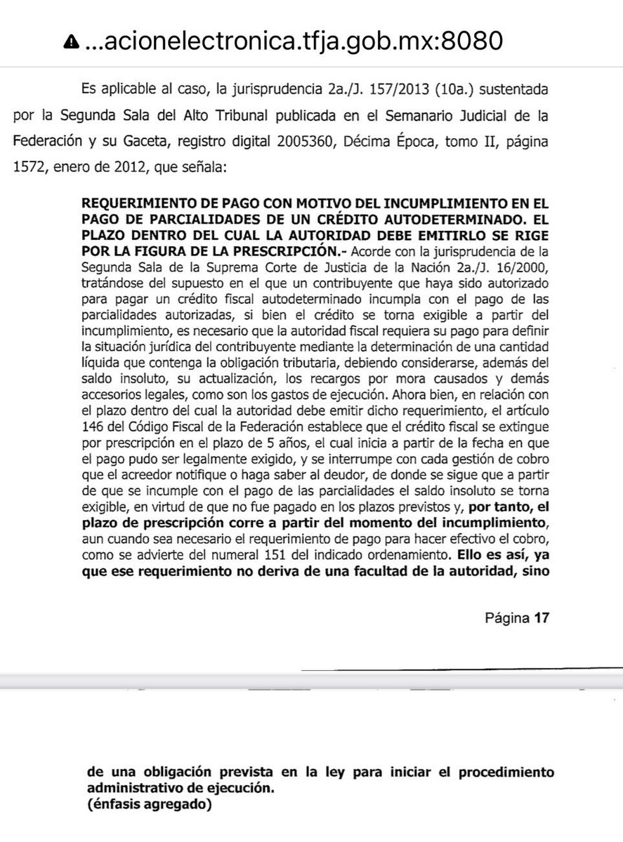 MilanSilva17's tweet photo. Ojo con esta Tesis de Jurisprudencia, donde nos explica que los requerimientos de pago con motivo del incumplimiento de pago de parcialidades de un crédito autodeterminado, se rige también por la figura de la prescripción:

Hoy obtuvimos una sentencia favorable al respecto 😎 https://t.co/vc28Syhsqs