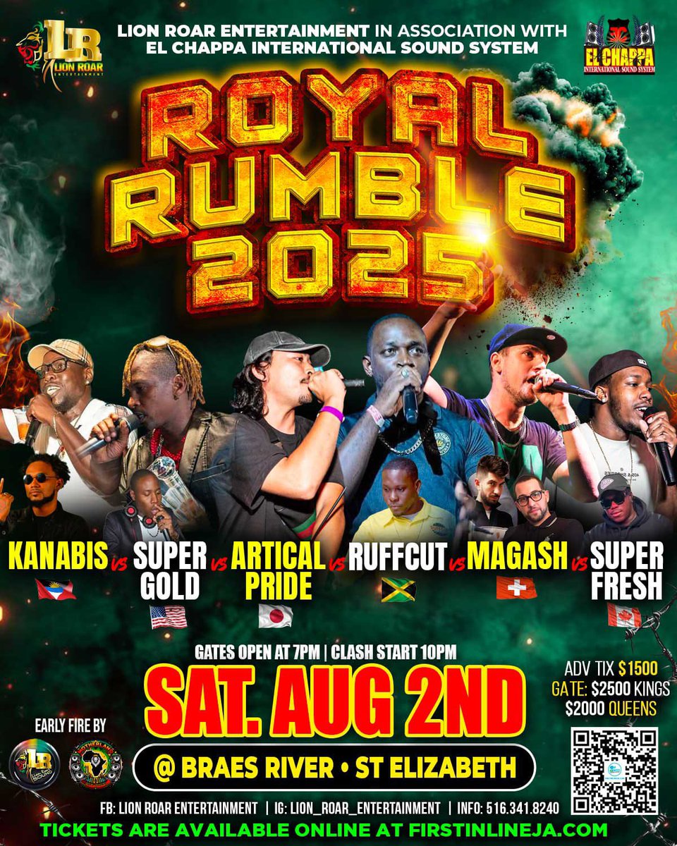 8月に今度はJamaicaにてBig Sound Clash！！🔥🔥🔥
6カ国が集まるサウンドクラッシュに、
日本代表はArticalPride😈⚡️💥
ジャマイカのセントエリザベスに、
2025年３つ目のトロフィー取りに行くぜ！！！🏆🏆🏆🇯🇲