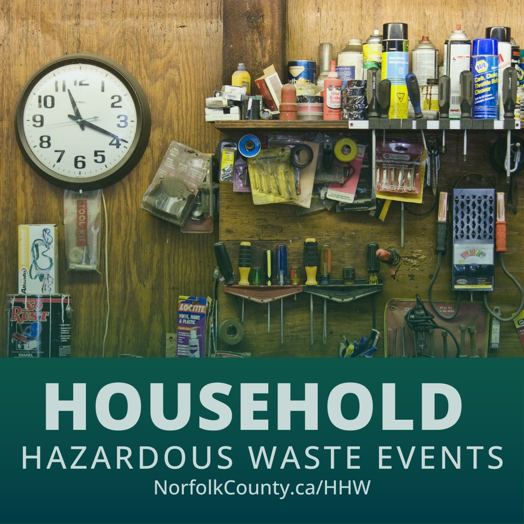 🧹 Time to clean out those garages and basements! Join us at the Household Hazardous Waste events:

Simcoe: April 19, 9 a.m. - 2 p.m.
Delhi: May 24, 9 a.m. - 1 p.m.

Register: bit.ly/4kQez6P #NorfolkCountyOntario