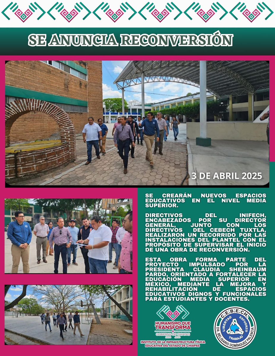 CarlosIldelfon1's tweet photo. En CEBECH también habrá nuevos espacios para fortalecer la educación en este centro educativo en Tuxtla, vamos a trabajar la reconversión en espacios para hacerlos funcionales y dignos.  #HumanismoQueTransforma. https://t.co/U8kSPv6zKA