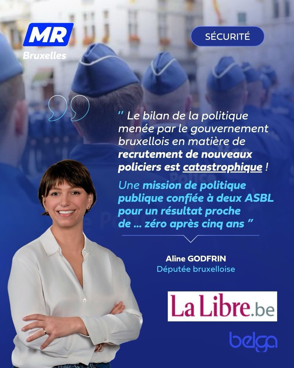 aline_godfrin's tweet photo. Les partis à gauche s’indignent de l’absence de #Bruxellois au sein de la police locale mais le bilan du #brugov en matière de recrutement et de préformation est un échec total ! Le renforcement de la #police de proximité passe aussi par là !
#bruxelles #polbru @MR_officiel https://t.co/Lktcx3R0T6