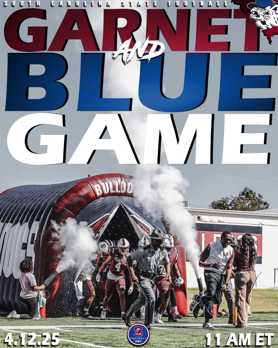 South Carolina State Football (@scstate_fb) on Twitter photo #GoDogs
GARNET and BLUE Game
THIS SATURDAY, April 12th
11 AM SHARP!
See you there‼️
<a href="/SCStateAthletic/">SC State Athletics</a> <a href="/MEACSports/">Mid-Eastern Athletic Conference</a> <a href="/coachberry77/">Chennis Berry</a>
#PayTheFEE
#DigDEEP
#FearTheBITE
#CWCW
#BBB
🔴🔵🐶🏈 #GoDogs
GARNET and BLUE Game
THIS SATURDAY, April 12th
11 AM SHARP!
See you there‼️
<a href="/SCStateAthletic/">SC State Athletics</a> <a href="/MEACSports/">Mid-Eastern Athletic Conference</a> <a href="/coachberry77/">Chennis Berry</a>
#PayTheFEE
#DigDEEP
#FearTheBITE
#CWCW
#BBB
🔴🔵🐶🏈